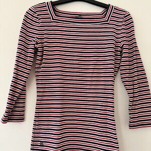 Ralph Lauren Square Neck Long Sleeved Shirt Red, White, Navy S/P